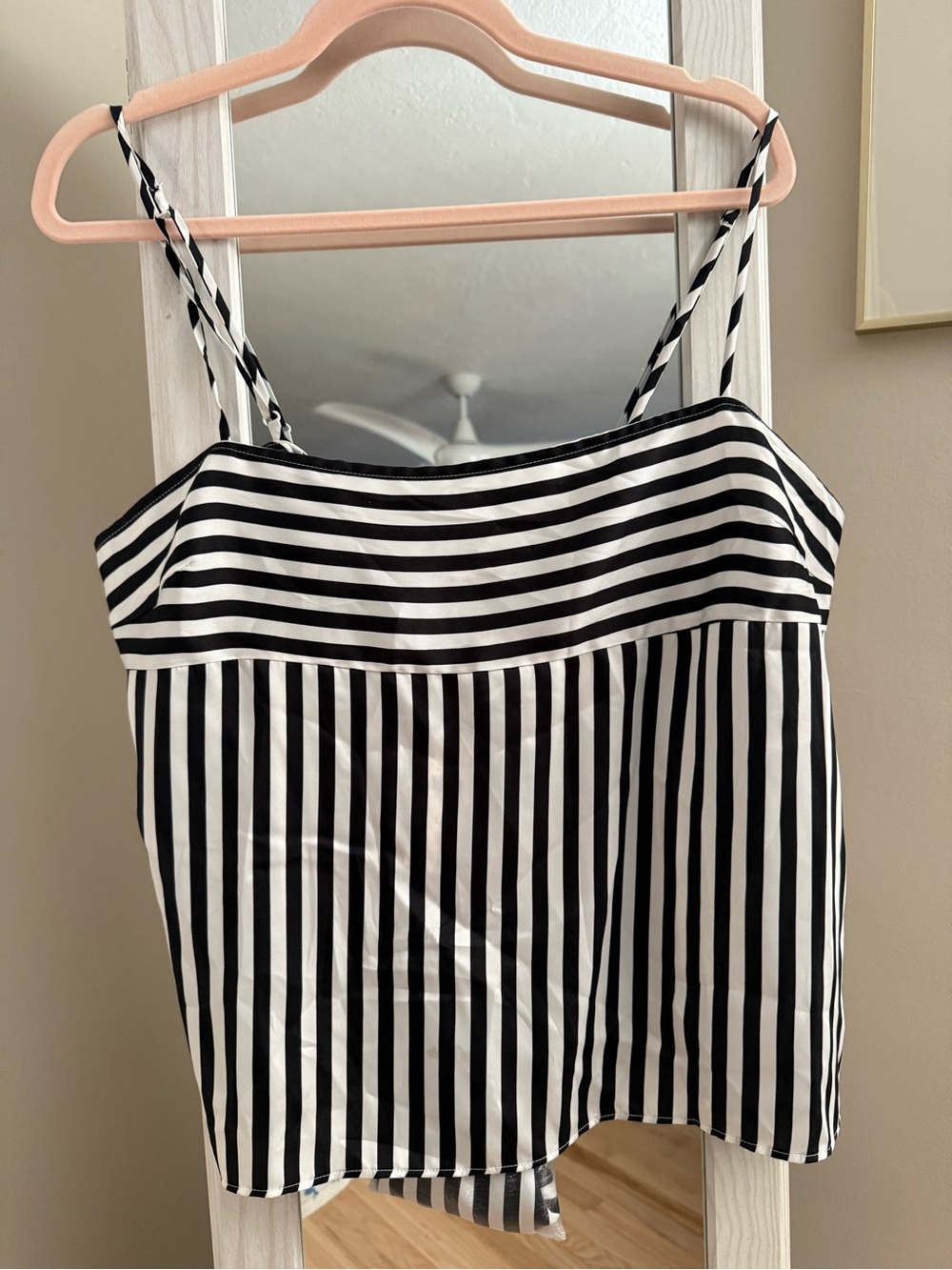 Anthropologie Black & White Striped One-Piece Tank Top with scarf